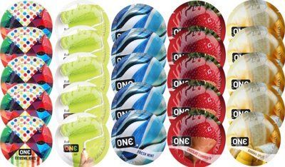 Набор с 25 шт One Extreme ribs + ONE Color Sensations + ONE Fresh Mint + ONE Chocolate Strawberry + ONE Banana Split SOS8272 фото