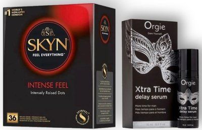 Набор из SKYN Intense Feel (36 шт) + Пролонгатор Orgie Xtra Time Delay Serum (15 мл) SOS8973 фото