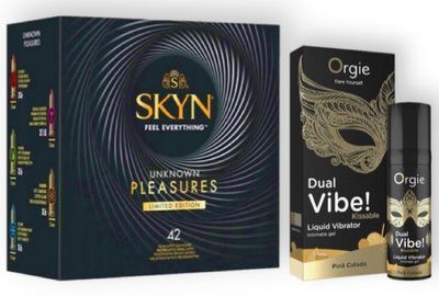 SKYN Pleasures, 42 шт + DUAL VIBE!, 15 мл Orgie pina colada SOS6928 фото