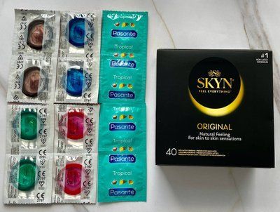 Набір Skyn Original 40 шт + Pasante Tropical 4 шт + Pasante Mint, Blueberry, Strawberry, Chocolate 8 шт SOS3025 фото