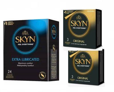 Набір Skyn 30 шт : Extra Lube - 24 шт , Original -3х2 шт SK111 фото
