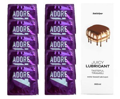 Набір: Pasante Adore 10 шт. + Лубрикант Satisfyer Tasteful Tiramisu (300 мл) SOS12092 фото