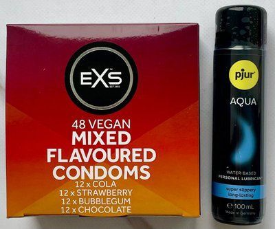 Комплект EXS Mixed Flavoured 48 шт + Лубрикант pjur Aqua, 100 мл SOS3225 фото