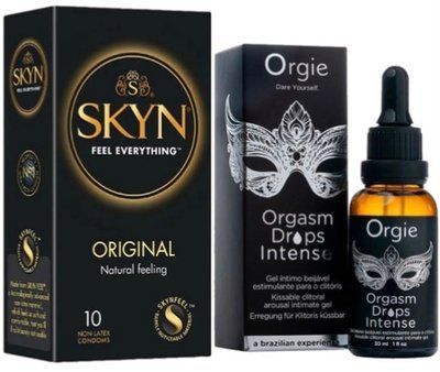 Набор из SKYN Original (10 шт) + жидкий стимулятор Orgie Orgasm Drops Intense (30 мл) SOS9883 фото