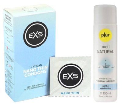 Набір EXS NANO Thin (12 шт) + pjur MED Natural Glide 100 мл SOS13494 фото