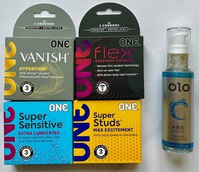 Набор из 12 шт ONE Vanish, Sensitive, Flex, Super Studs + Подарок Лубрикант охлаждающий OLO 60 мл SOS1474 фото
