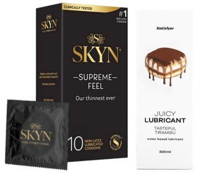 Набір Лубрикант Satisfyer Tasteful Tiramisu 300 мл + SKYN Supreme Feel 10 шт. SOS12844 фото