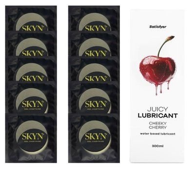 Комплект SKYN Pina Colada 10 шт. + Лубрикант Satisfyer Juicy Lubricant Cheeky Cherry 300 мл SOS12544 фото