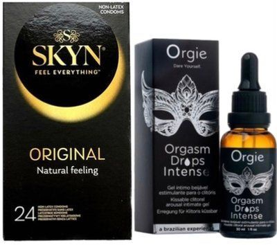 Набор из SKYN ORIGINAL 24 шт + Возбудительные капли Orgie Orgasm Drops Intense (30 мл) SOS9983 фото