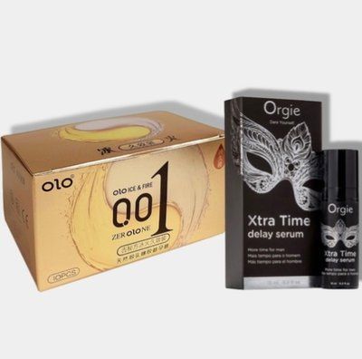 OLO 0.01 Ice Durable Gold 10 шт + Пролонгатор Orgie Xtra Time Delay Serum, 15 мл SOS5948 фото