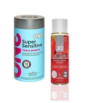 ONE Super Sensitive Pack 12 шт. + Лубрикант на водной основе System JO H2O &mdash; Watermelon (60 мл) SOS6500 фото