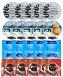 Набір 20 шт ONE Extra Strong + ONE Island Punch + Pasante Cooling + EXS STRAWBERRY SUNDAE SOS7279 фото