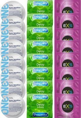 Набор 24 шт ONE Super Sensitive + Delay Infinity + EXS EXTRA SAFE SOS7379 фото
