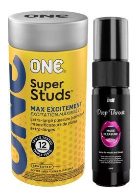 Комплект 12 шт ONE Super Studs + Спрей Intt Deep Throat Oral Spray (12 мл) SOS6197 фото