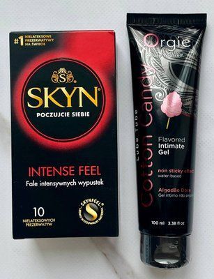 Набір Skyn Intense Feel 10 шт - Лубрикант ORGIE LUBE TUBE цукрова вата, 100 мл SOS2926 фото