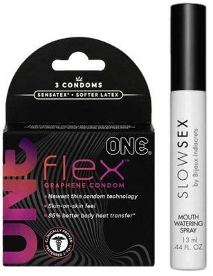 Комплект 3 шт ONE Flex + Спрей для посилення слиновиділення Bijoux Indiscrets Slow Sex Mouthwatering spray SOS6147 фото