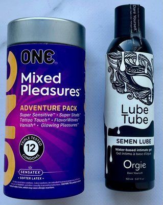 Набор ONE Mixed Pleasures 12 шт. - Лубрикант SEMEN LUBE intimate gel, 150 мл Orgie SOS3326 фото
