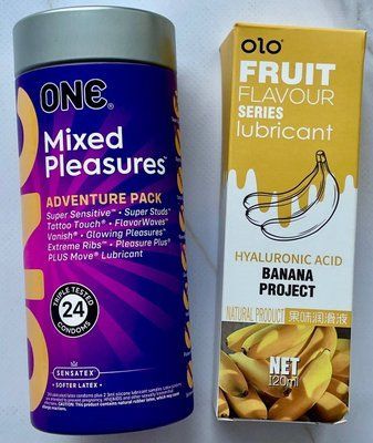 Комплект ONE Mixed Pleasures 24 шт + Гель-лубрикант банан 120 мл OLO SOS3676 фото
