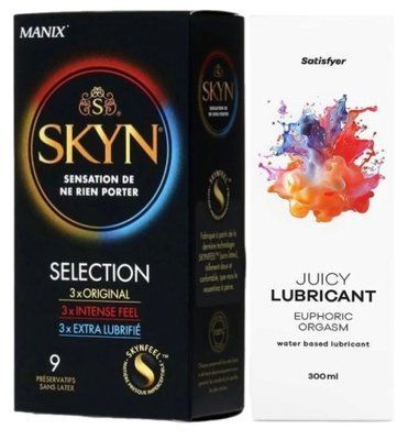 Комплект Лубрикант Satisfyer Juicy Lubricant Euphoric Orgasm 300 мл + Skyn Selection 9 шт SOS12645 фото
