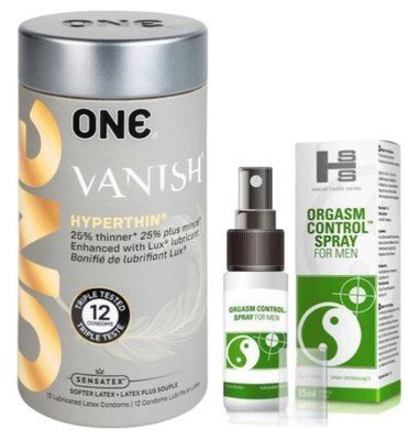 Набор из 12 шт ONE Vanish + Пролонгатор SEXUAL HEALTH SERIES ORGASM CONTROL SPRAY, 15 МЛ SOS9224 фото