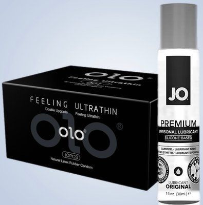 Набір OLO - ультратонкі -001 ( 10 штук) + Лубрикант System JO PREMIUM ORIGINAL (30 мл) SOS4570 фото