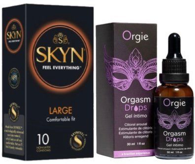 Набір з 10 шт SKYN Large + Збуджувальні краплі Orgie Orgasm Drops, 30 мл SOS10334 фото
