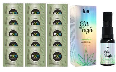 Комплект EXS Snug Fit 15 шт + Intt Clit Me On High &mdash; Cannabis Oil, 15 мл SOS14948 фото