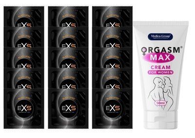 Комплект EXS Black Latex 15 шт + Orgasm Max Cream for Women 50 мл SOS14644 фото