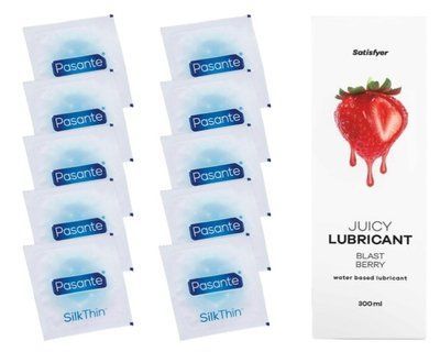 Комплект Pasante Silk 10 шт. + Лубрикант Satisfyer Satisfyer Juicy Lubricant Blast Berry 300 мл SOS11543 фото