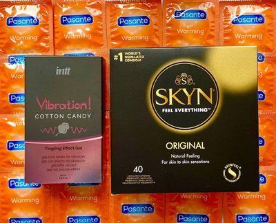 Набір 52 шт SKYN Original - Pasante Warming + Рідкий вібратор Intt Vibration Cotton Candy (15 мл) SOS1575 фото