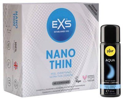 Набір EXS NANO Thin (48 шт) + pjur Aqua 30 мл SOS13545 фото