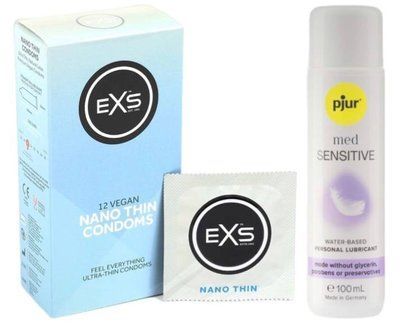 Набір EXS NANO Thin (12 шт) + pjur MED Sensitive Glide 100 мл SOS13495 фото