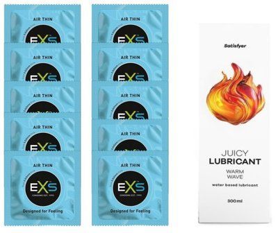 Набір: EXS Air Thin 10 шт. + Лубрикант Satisfyer Warm Wave 300 мл SOS11187 фото