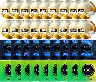 Набор 36 шт ONE ONE Banana Split + Pasante Extra Safe + EXS Glow in the Dark SOS7528 фото