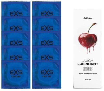 Набір: EXS Cooling 10 шт. + Лубрикант Satisfyer Cheeky Cherry 300 мл SOS11137 фото