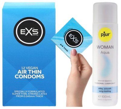 Комплект EXS Air Thin 12 шт + Pjur Woman Aqua 100 мл SOS13595 фото
