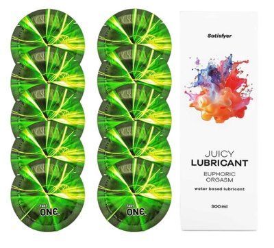 Комплект One Glowing 10 шт. + Лубрикант Satisfyer Juicy Lubricant Euphoric Orgasm (300 мл) SOS12193 фото