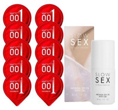 Комплект OLO 001 (червоні) 10 шт + SLOW SEX Arousal Sex Oil CBD (30 мл) SOS14246 фото