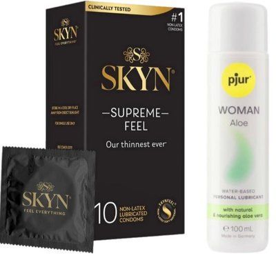 Комплект Skyn ​​Supreme Feel 10 шт + pjur Woman Aloe 100 мл SOS13345 фото