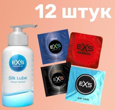 Комплект 12 шт EXS + Лубрикант EXS Aloe Vera Silk Lube (250 мл) SOS4175 фото
