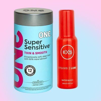 Набір ONE Super Sensitive 12 шт + Лубрикант EXS Strawberry Lube Water Based 100 мл SOS4425 фото