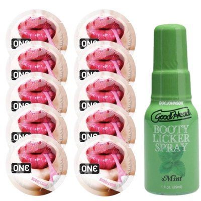 Комплект ONE Bubblegum 10 шт + Doc Johnson GoodHead Booty Licker Spray Mint (29 мл) SOS13896 фото