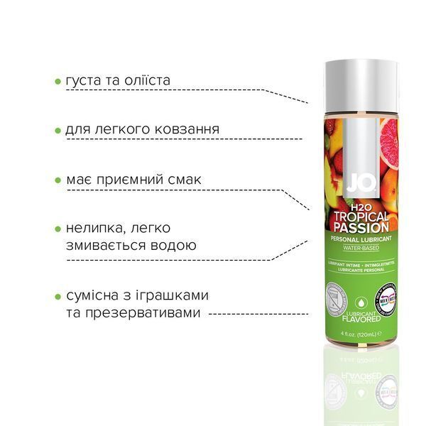 Смазка на водной основе System JO H2O &mdash; Tropical Passion (120 мл) без сахара, растительный глицерин SO1674 фото