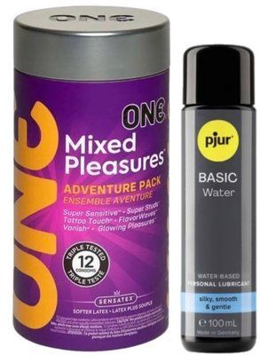 Комплект ONE Mixed Pleasures 12 шт + Pjur Basic Waterbased 100 мл SOS12946 фото