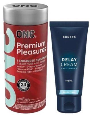 Набор из 24 шт ONE Premium Pleasures + Пролонгатор Boners Delay Cream 100 мл SOS9375 фото