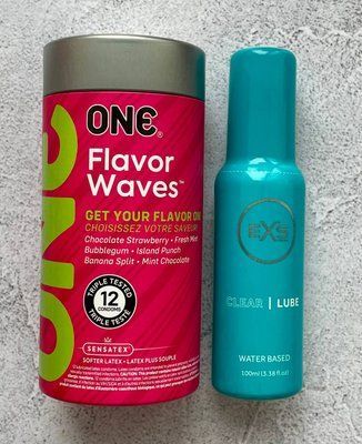 Набор ONE Flavor Waves 12 шт. - Лубрикант EXS Clear Lube 100 мл. SOS2577 фото