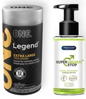 Набор из ONE Legend Extra Large 12 шт + Пролонгатор Medica-Group Super Orgasm Stop Gel SOS9075 фото
