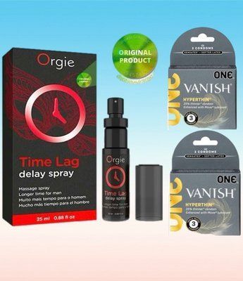Пролонгатор для чоловіків Time Lag, 25 мл. ORGIE + ONE Vanish Triple Set 6 шт SOS6679 фото