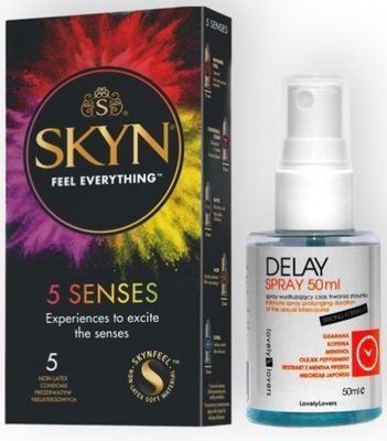 Набор из SKYN 5 Senses + Спрей-пролонгатор LOVELY LOVERS DELAY SPRAY 50 ML SOS8825 фото