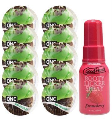 Комплект ONE Mint Chocolate 10 шт + Doc Johnson GoodHead Booty Licker Spray Strawberry (29 мл) SOS13847 фото